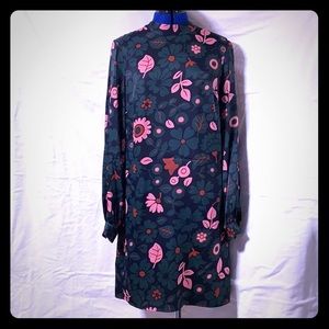 Boden Green floral long sleeve dress
